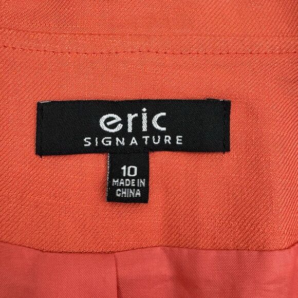 Eric Signature Coral Blazer Size 10 Linen Blend One Button Lined - Picture 2 of 9